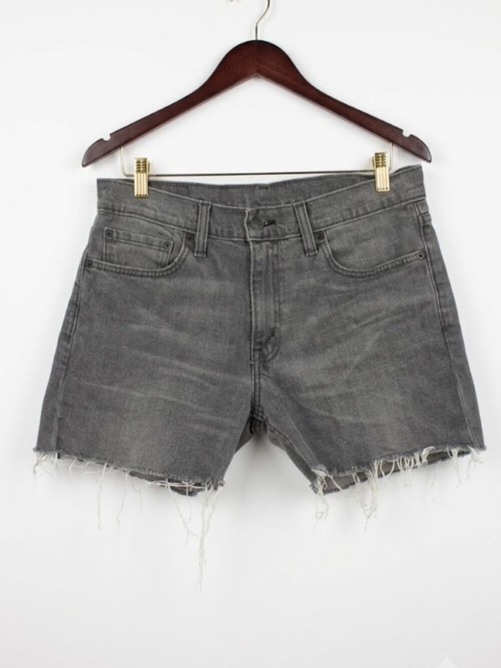 Levi's 511 Slim Distressed Cut-Off Denim Shorts - Gray (W33)